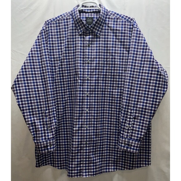 Jos. A. Bank Other - Men's Jos. A. Bank Traveler Long Sleeve 100% Cotton Shirt Purple & Navy Plaid 2X